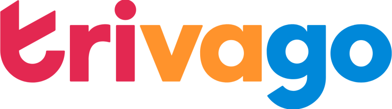 Logo de l'entreprise "Trivago" en lettres orange sur fond blanc.