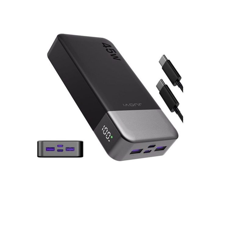 Batterie Externe Charge Rapide, Batterie Externe 45w, Power Bank 20000mah, Batterie Externe USB C Charge, PD et QC Charge 4-Ports, avec Affi